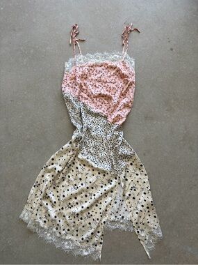 future collective lace trim patchwork slip dress coquette fairycore floral midi